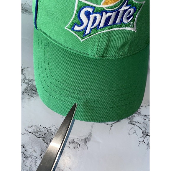 HTT Recycled Sprite Soda Logo Embroidered Blue Piping 6 Panel Fastner Cap Hat - Picture 9 of 12